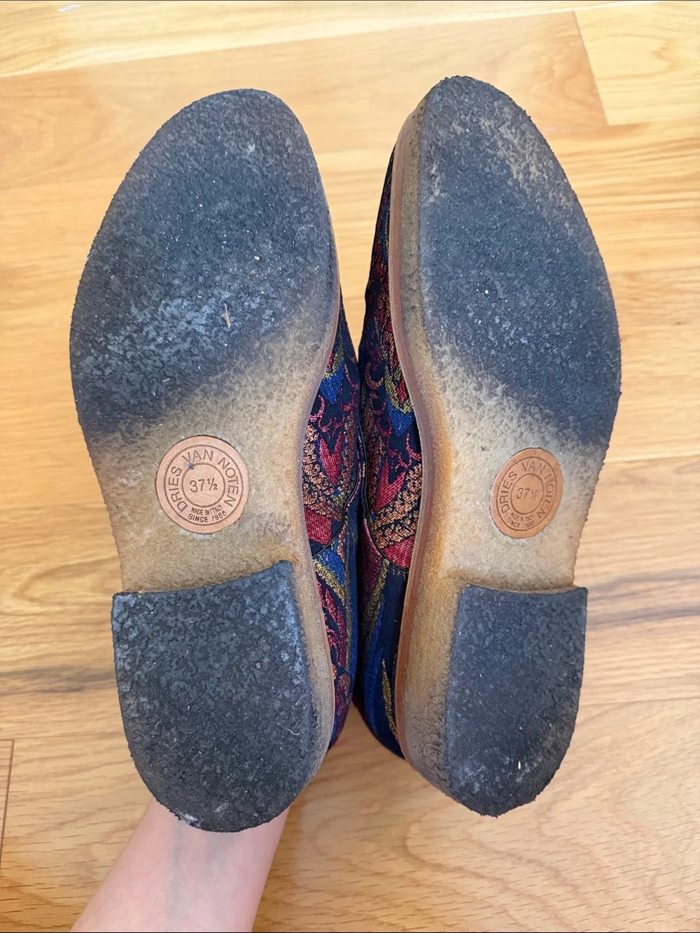 Dries Van Notten jacquard printed oxfords platforms 7.5/37.5 made in Italy